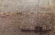 GUARDI, Francesco Gondola in the Lagoon dfhg oil on canvas